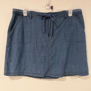 Chambray Light Blue Drawstring Skirt-Skort (shorts underneath)